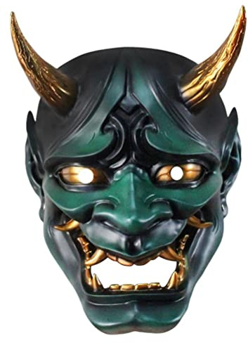 Kangmeile Masque Samouraï Japonais Hannya Oni en Résine - Masque de Démon pour Costume d'Halloween, Cosplay Japonais