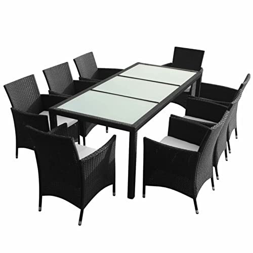Tidyard 9-TLG. Garten Essgruppe, Poly Rattan Sitzgruppe für 8 Personen, Gartenmöbel Set mit Tisch und Stühle, Essgruppe für Garten Terrasse und Balkon