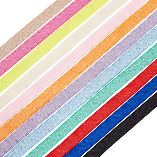 BENECREAT 26yards 12 Farben Plüsch BH Gummiband Polyester Satin Gummiband Trim zum Nähen von BH-Trägern Dessous, Herstellung von Schultergurten, 10mm Breit