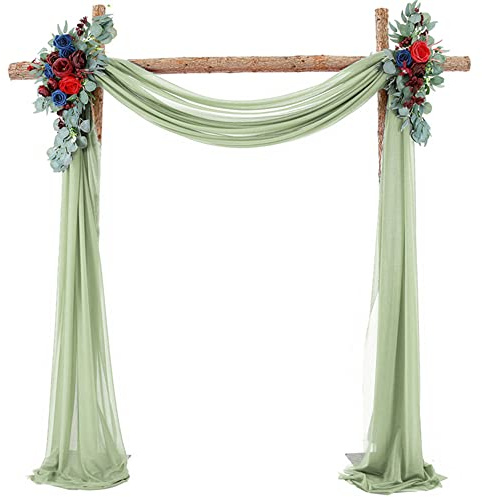 Tüll Fotovorhang Hintergrund Vorhäng,Hochzeitsbogen Deko Tüllstoff Hochzeit Bogenvorhäng Freihandbogen Querbehang Deko Gardinen Vorhang für Babyparty Party Hochzeit Torbogen Zeremonie,70*300cm Grün