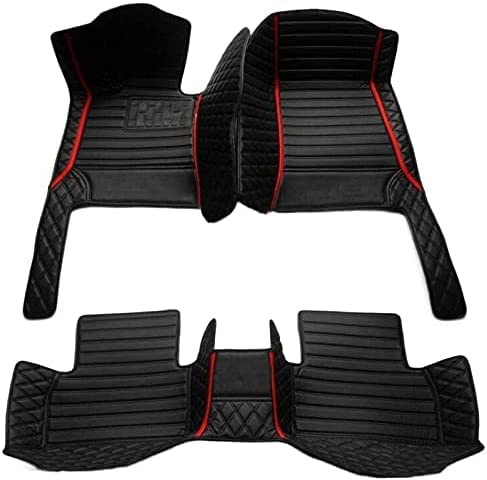 YZL-autoworld - Tapetes de Piso de automóvil para el 95% de los sedanes, Cobertura Completa, Lindos, para Hombres y Mujeres, Almohadillas de protección de Cuero Antideslizante (Negro + Tiras Rojas)