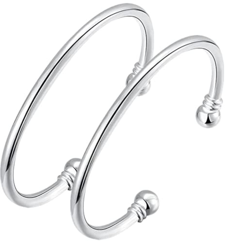 BUYITO Sterling Silver Bangle Bracelets for Women,Fashion Jewelry Simple Adjustable 925 Silver Plated Cuff Bangles for Women Mom Wife Valentine Mothers Day Gift
