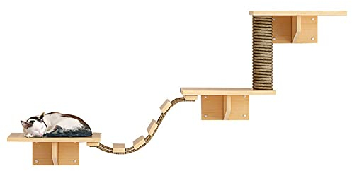 RNQZ Luxus-Katzenmöbel zur Wandmontage, Holz-Katzenregale, Sitzstangen für die Wand, Katzentreppe, Leiter, Katzenbett, Aktivitätsbaum, Katzenkletterstruktur, Moderne Katzenplattform,A