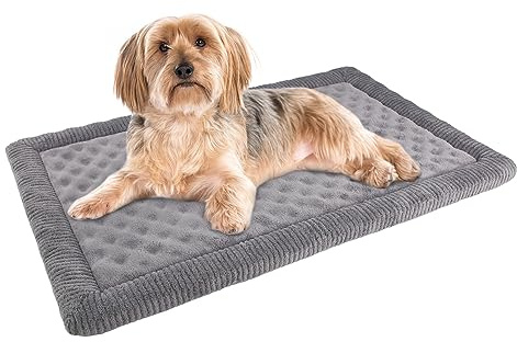 Dog Crate Pad 24x17 inch Gray Memory Foam Dog Bed Mat for Small Dog Cat Grey Washable Puppy Sleeping Bed Anti Slip