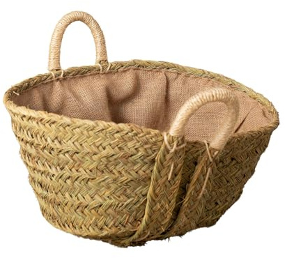 Leñero de Esparto Ovalado Forrado, Asas Reforzadas, S Ref. 7110F-1