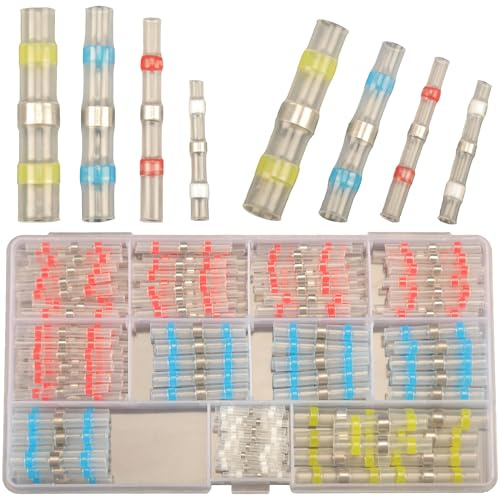 180pcs Lötverbinder Schrumpfverbinder Wasserdicht Set, 4 types Schrumpfschweißen Stoßverbinder Lötdichtungsdrahtverbinder Wärmeschrumpf Stoßverbinder Elektrische Stoßklemmen Schmelzverbinder Kfz
