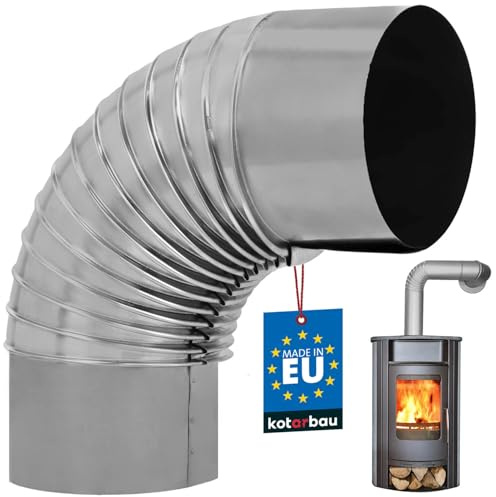 KOTARBAU® Kaminrohrbogen 90° Bogen Ø 150 mm Ofenrohr Rauchrohr aus Blech Abgasrohrbogen für Kamin Ofenknie Silber Rohr Winkel