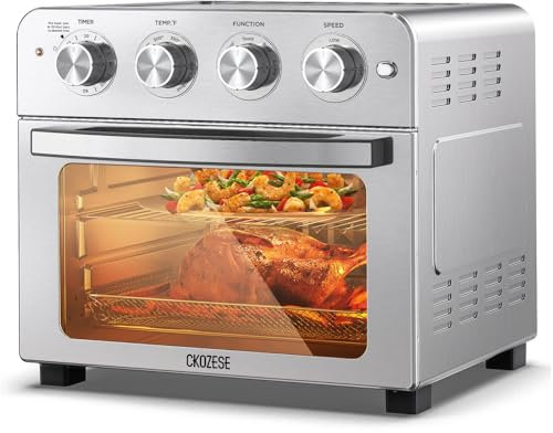 CKOZESE - Freidora de aire para horno tostador de 22 cuartos de galón, freidora de aire tostador 5 en 1 combinada con caliente, asar, tostar, hornear, freír al aire, horno de convección tostador sin