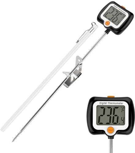 10 Inch Long Digital Candy Thermometer with Pot Clip,Deep Fry Thermometer,Rotating Display, Best Instant Read Food Meat Thermometer for Candy Making or Deep Frying