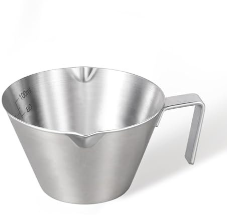 carrottimes Tazze da caffè in acciaio inox, accessori per espresso, dosatore in metallo a doppio beccuccio con doppia scala, tazza da caffè con manico, peso chicchi di caffè (argento), 100 ml