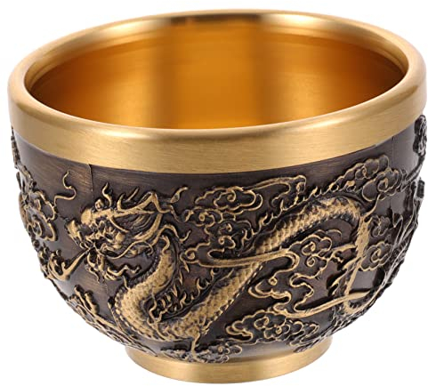 RORPOIR 1piezas Taza De Vintage Chino Con Diseño De Dragón Taza De Cobre Grabada Retro Decoración Para y Uso Personal