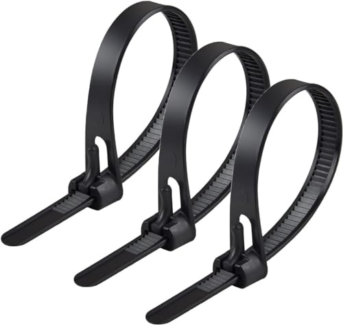 100Pcs 200mm x 5mm Reusable Cable Ties Heavy Duty Black Zip Ties for Cable Management, Indoor, Outdoor, Home, Garden, Office and DIY