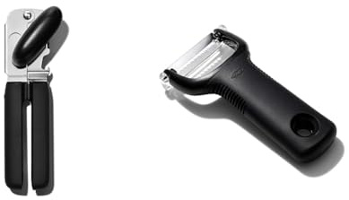 OXO Good Grips Soft Handled Tin Opener & Good Grips Julienne Peeler, Black
