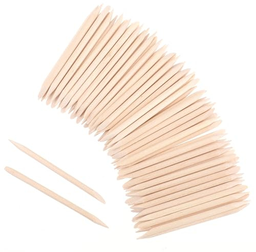 Holzstäbchen Nägel, 200 Stück Doppelseitig Holz Nagelhautschieber Holzstäbchen 75mm Nailart Schleifstäbchen Maniküre Pediküre Sticks Werkzeug für Nagelhautpflege Kunst