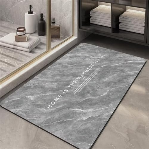 Badezimmerteppich, Badematte Rutschfest, Badteppich, Badvorleger, Duschvorleger, Badematten, Teppich Badezimmer, Bathroom Bath Mat, Badezimmer Teppich, Badematte Stein, Bodenmatte, Grau 140x200cm