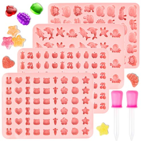 Gummibärchen Formen 4 Stück Silikon-Schokoladenformen Silikonform Gummibärchen Silikon Schokoladenform Silikonform Wiederverwendbare Süßigkeiten-Backform für Süßigkeiten, Gelee, Schokolade