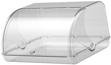 Qianly Bread Storage Bread Bin Holder Pantry for Countertop Roll Top Bread Bin Farmhouse Multipurpose Baked Goods Bread Keeper, clear white