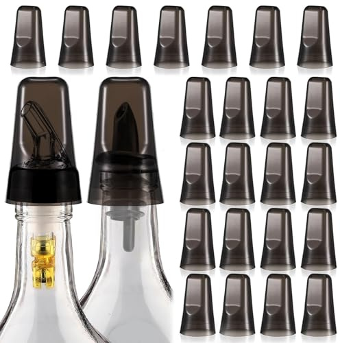 25 Pieces Pour Spout Cover, Universal Dust Caps for Pourers Translucent Plastic Dust Cover for Bottle Caps, Liquor Bottle Covers Bottle Cover Dust for Home Kitchen Tools Supplies -Black