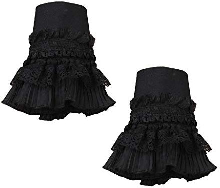 seluluory Retro-Manschetten mit abnehmbaren Ärmeln, mehrlagig, Spitze, abnehmbare Manschetten, falsche Ärmel, Schwarz, mehrfarbig, One size