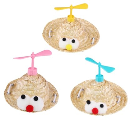 BESPORTBLE Sombrero De Paja para Perro De Bambú Adorable Diseño De Libélula para Paseos Verano Talla