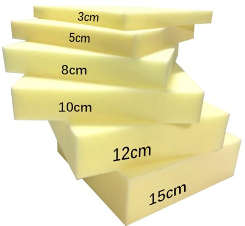 YOUGANG Personalisierte Größe Schaumstoff Zuschnitt,35D Ersatz-Schaumstoff-3cm 5cm 8cm 10cm 12cm 15cm für Bettmatratze DIY-Projekte Stuhlkissen (Höhe 10cm-55x55cm)