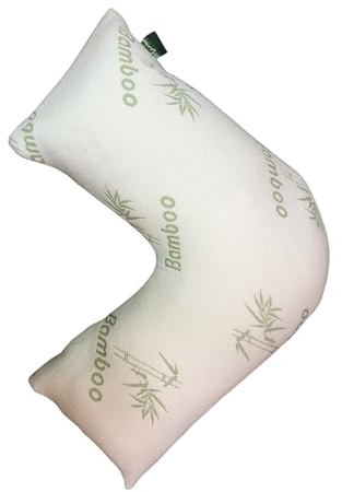 Haani Bamboo V-Shaped Memory Foam Pillow for Neck, Back, Shoulder Support,Cooling, Hypoallergenic, 47cm x 76cm x 27cm