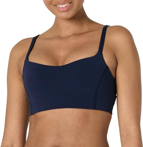 Amazon Essentials Damen Active FormFlex Butterweicher Yoga-Sport-BH mit Herzausschnitt, für leichten Halt, Marineblau, M