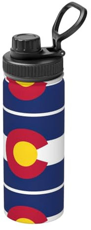 Colorado State Flag - Bottiglie d'acqua isolate da 510 ml, in acciaio inox con coperchio con beccuccio, bottiglie d'acqua da viaggio