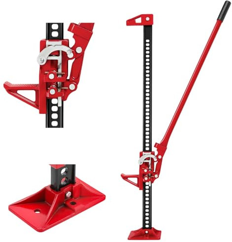 Warmiehomy Farm Jack 3 Tonne Heavy Duty Utility for Tractors Trucks - 60 High Lift With 1m Maximum Height, Agricultural Ratchet Design, Red