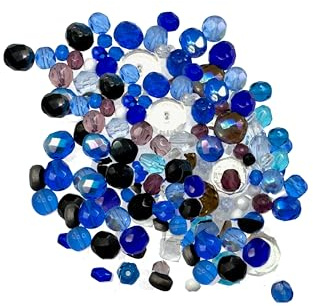 Creative-Beads Glasperlen geschliffen, Mischung blau, ca. 1000 Perlen, 300g, ca.3-10mm, verschiedene Formen und Größen zum auffädeln, basteln, selber machen