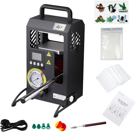 LTQ Vapor 5 Tonnen Rosin Press，Manuelle hydraulische 5T-Heißpresse mit 10,4 x 12 cm großen Doppelheizplatten, präziser digitaler Temperaturregelung (LCD), tragbare Heißpresse