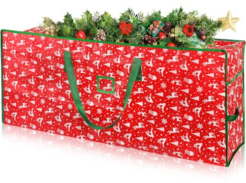 Tannenbaumhülle Weihnachtsbaumhülle 7,5 Ft, Elch Tannenbaumtasche Weihnachtsbaumtasche Mit Tragegriff Und Reißverschlüsse Doppelt Genähte Nähte Weihnachtsbaum Tasche Aufbewahrung Weihnachtsbaum