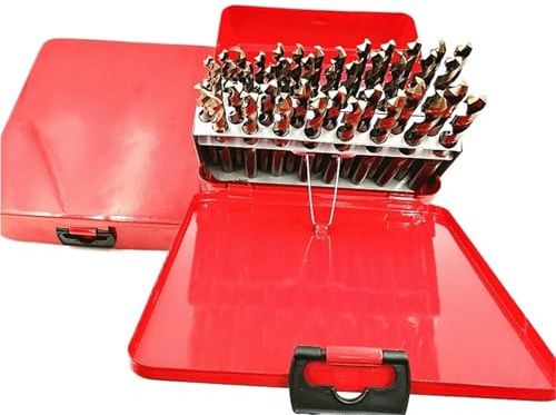 Jeu de forets hélicoïdaux Ensemble de forets hélicoïdaux au cobalt M35, 41/51 pièces, HSS-Co, longueur courte, avec boîtier métallique, for le perçage l'acier inoxydable, du bois et métal(51Pcs 1-6mm)