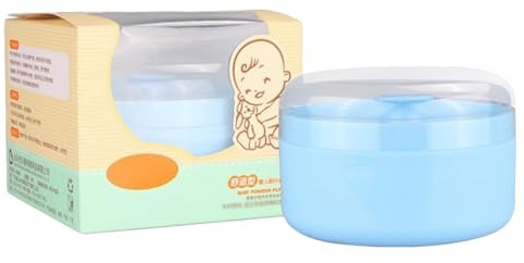 Fangfhai Baby Powder Puff and Container | Dusting Powder Case | Applicator Holder Case for Travel Bedroom Home Caregivers New Parents Daycare Providers Nursery Bath Time