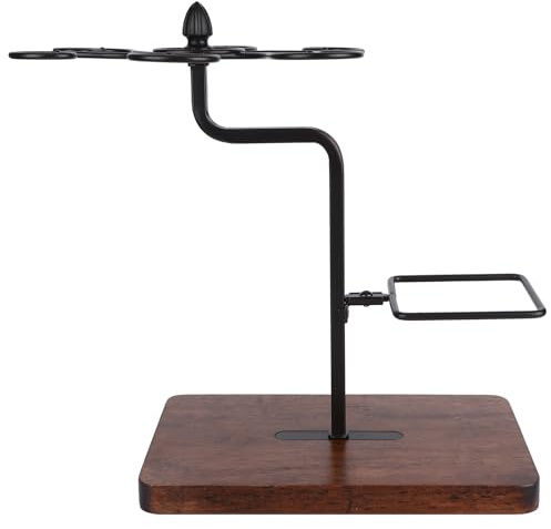 Denash Porta Calici da Tavolo Multifunzione, Porta Calici Robusti, Organizer per Bicchieri da Vino, Facile da Pulire, per la Domestica, Materiale in Ferro e Legno (BLACK)