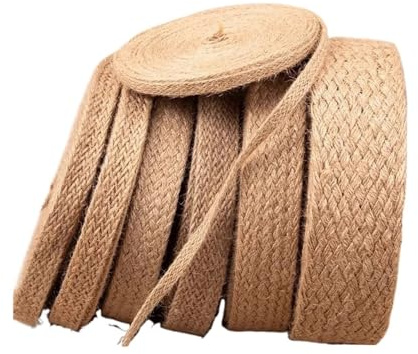 Corde Jute Cordons Plats tressés en Jute, Ruban de, macramé, Fournitures Loisirs créatifs à Faire soi-même, Corde Chanvre, Ficelle for la décoration intérieure(3.0cm-10m)
