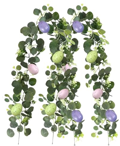Ghirlanda di Pasqua 2 pezzi corona di primavera artificiale con uova, ghirlanda di albero di Pasqua, per corona giardino quotidiano interno festa vacanza casa camera finestra