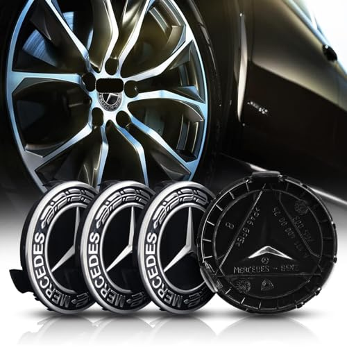 4 Stück Nabendeckel für Mercedes Benz 75mm - Radnabenkappen Felgendeckel Felgenkappen Radnabendeckel Wheel Caps Radnabenabdeckung