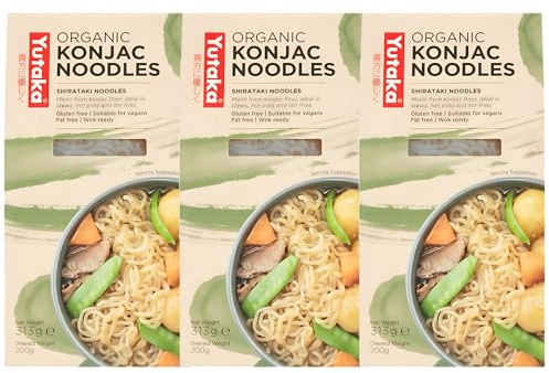 Yutaka Organic Konjac Noodles Pack of 6 x 313g (200g Drained) – Shirataki Noodles, Gluten Free, Vegan, Low Carb Noodles, Konjac Pasta Alternative, Wok Ready Healthy Noodles (Pack 3 x 313g)