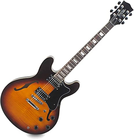 Rocktile Pro HB100-SB E-Gitarre (Halbresonanz/Hollowbody Korpus, 2 Humbucker, Rosenholz Griffbrett, Ahorn Hals, Mensur: 65 cm, Sattelbreite: 43 mm) Sunburst
