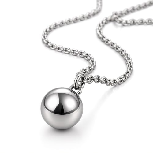 DP Design® V2 Silver Tone Ball Angel Caller Pendant Necklace 2.2 cm Chain 126 cm