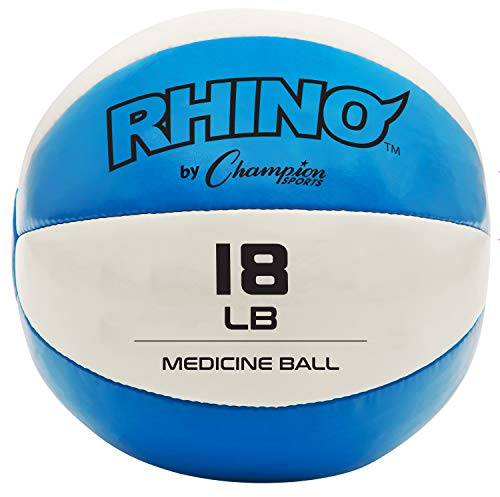 Champion Sports Medizinball aus Leder, Unisex, Medizinball aus Leder, MB16, Blaugrün/Weiß, Einheitsgröße