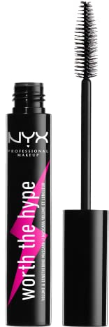 NYX Professional Makeup, Mascara Worth The Hype, Volume et Longueur, Brosse Conique, Formule Enrichie en Huile de Jojoba, Teinte : Black