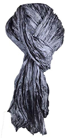 Japanwelt Damen Seidenschal elegantes Knitter-Halstuch Crash-Schal aus 100% Seide im Crinkle-Look 90 x 180 cm