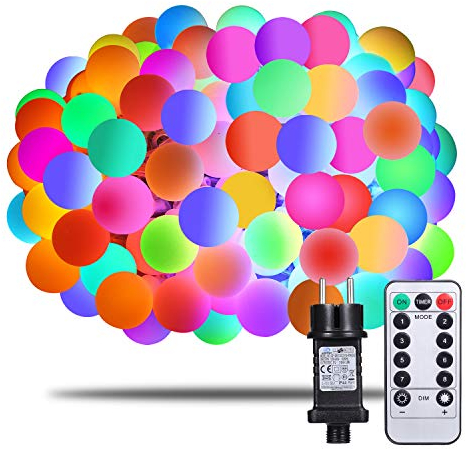 Afufu Luces de Navidad Guirnalda Luminosa Decorativa de 100 LED Cadena de luces 8 Modos de Luces con Enchufe, con Control Remoto, Resistente al Agua para Jardín, Casa, Árbol de Navidad, Fiesta