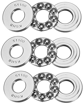 sourcing map 3 Stück 51100 Axialkugellager 10 mm x 24 mm x 9 mm Chromstahl ABEC3 Einreihige Walze