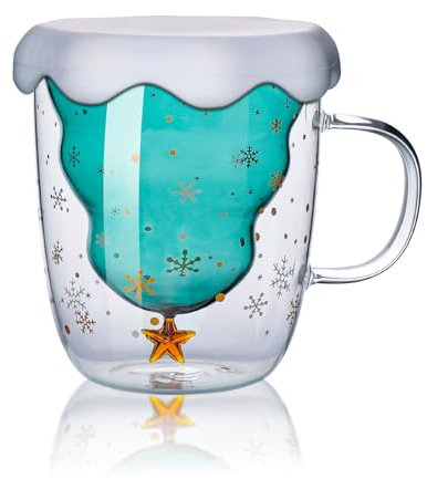 Richaa Weihnachtstasse Weihnachtsgeschenke Latte Macchiato Gläser Doppelwandige Gläser Cappuccino Tassen Kaffeetassen Christmas Mug Weihnachtsbecher Weihnachtsgläser Geschenk Weihnachten 300ml