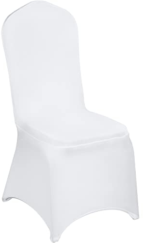 VEVOR Universell Weiße Elegante Stuhl 50 STK Polyester Und Elasthan Spandex Stuhlhussen Stretch Stuhlüberzug Stuhlbezug Husse Stuhlschutz Elastisch Hochzeit Wedding Party Chair Covers