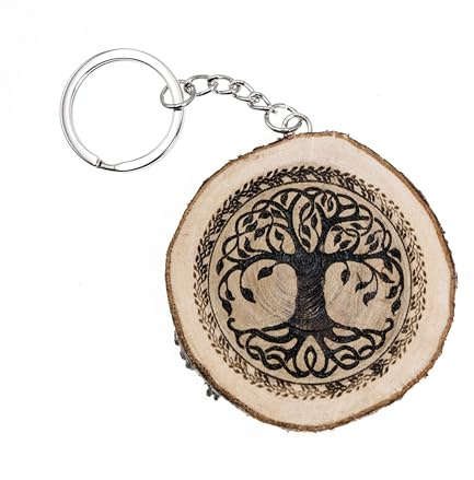 Generico Porte-clés en bois naturel avec arbre de vie - The Tree of Life, marron, taille unique