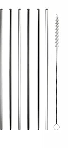 Pintinox Set 6 Cannucce in Acciaio Inossidabile con Spazzolino lunghezza 24 cm, diametro 5 mm